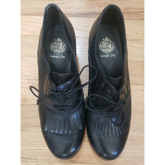 WOLVERINE 1000 Mile Shoes Oxford Kiltie US 7 B Black Samantha Fleet - Picture 2 of 9